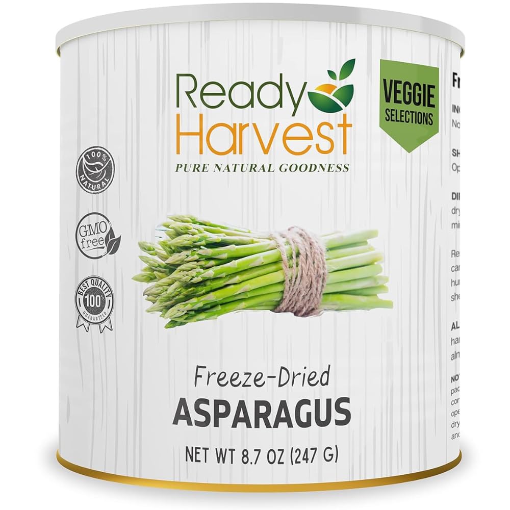 Ready Harvest Freeze-Dried Asparagus Fresh Alternative Canned Asparagus | Freeze-Dried Food Freeze-Dried Vegetables | Emergency Food Supplies #10 Can 25-Year Shelf Life 8.7oz