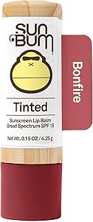 Sun Bum Tinted Lip Balm Bon Fire | SPF 15 | UVA / UVB Broad Spectrum Protection | Sensitive Skin Safe | Hypoallergenic, Paraben Free | Ozybenzone Free | 0.15 Oz