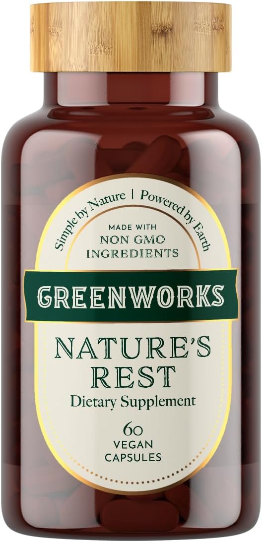 Greenworks Nature's Rest - Advanced Daily Sleep Support with Valerian, Chamomile, Passionflower, Ashwagandha, Lavender, Lemon Balm, Hops Flower & Jujube Seed - Organic, Vegan, Non-GMO (30 Servings)
