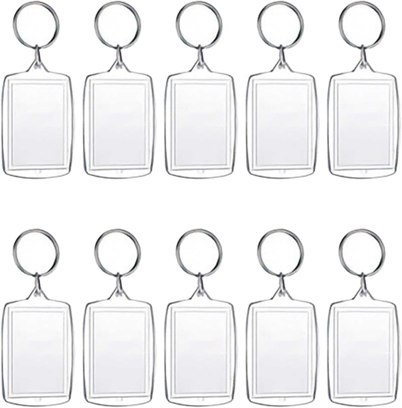 Yukiyi Large Acrylic Blank Keyrings Double Sided Blank Insert Keychains with Split Ring for Women, Family, Friends - Personalised Clear Photo Key Rings