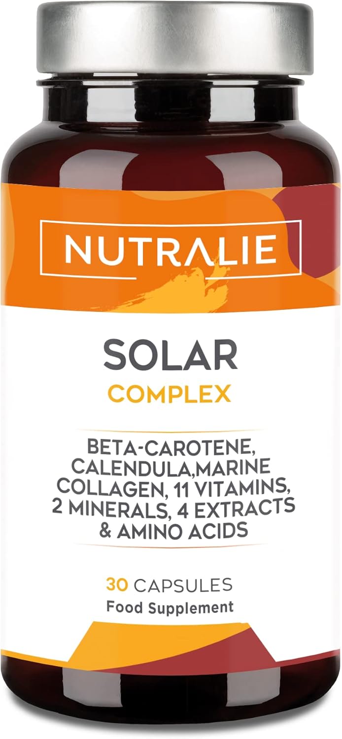 Solar Complex - Sun Tanning Capsules - Beta-Carotene Accelerator Tanning - Tans, Protects and Prepares The Skin for Sun Exposure - 30 Capsules - Nutralie