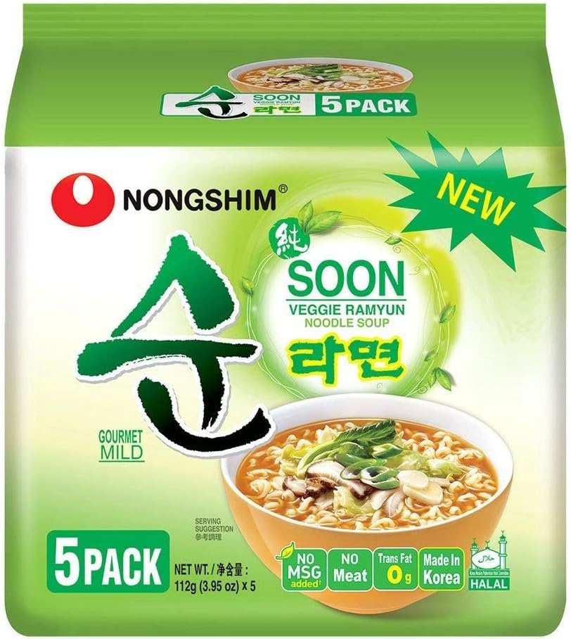 Nongshim Soon Veggie Ramyun Noodle Soup (Pack of 5) 560g