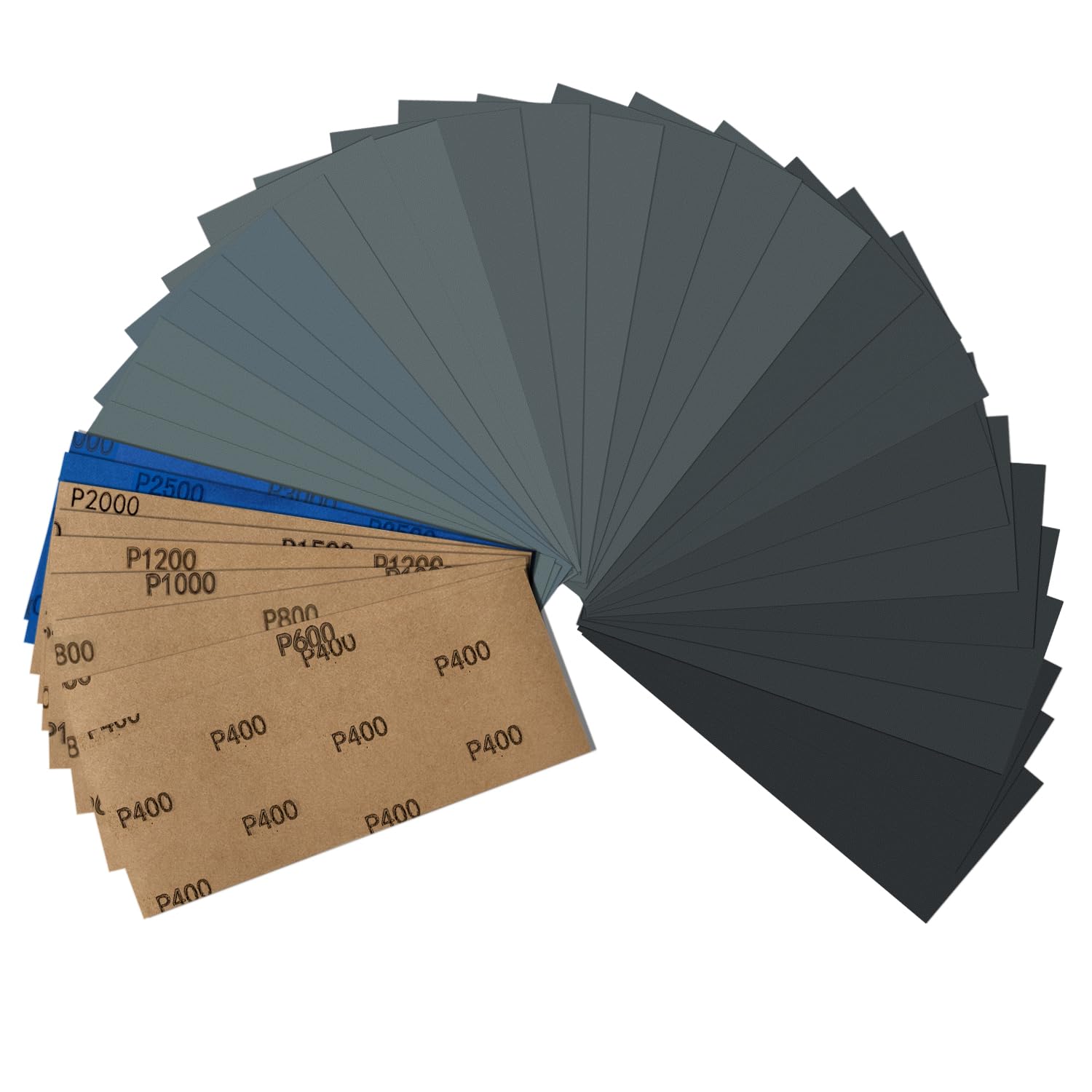 36PCS Sand Paper, Sandpaper Assortment Pack, Assorted for Wood Furniture Metal Finishing and Automotive Polishing, Wet Dry Sandpaper 400/600/800/1000/1200/1500/2000/2500/3000 Grit, 9 x 3.6 Inch