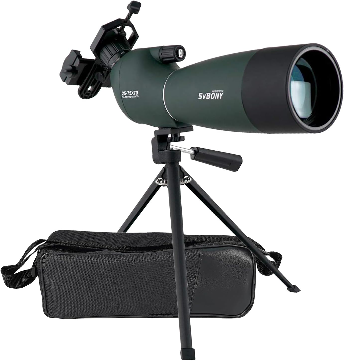 Svbony SV28 Spotting Scope with Tripod Phone Adapter 25-75X70, HD Zoom BAK4 Prism FMC Optics Lens Angled Spotting Scopes for Target Shooting, Bird Watching, Wildlife