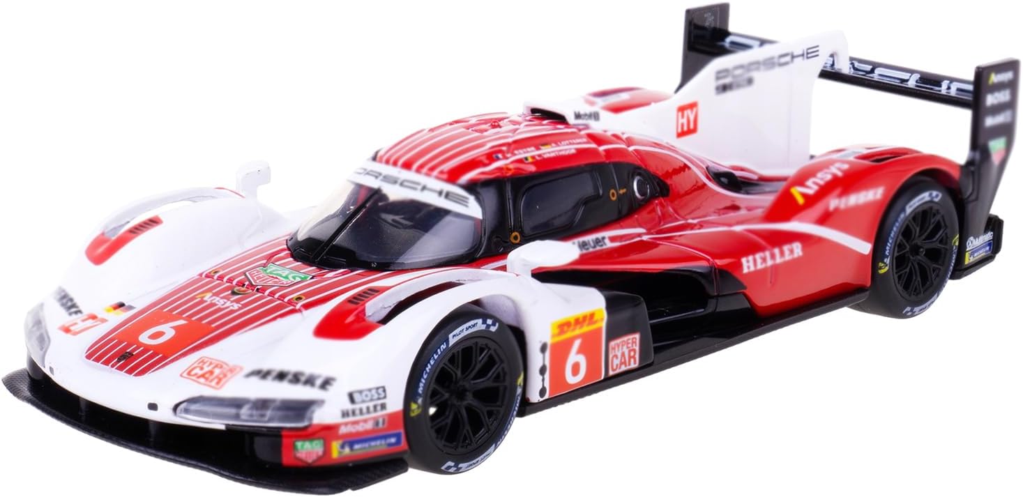 Bburago PENSKE PORSCHE 963#6 Race Car - 1:43 Scale - Incredibly Detailed Die-Cast Replica Collectible Vehicle Model, Multiple Colours
