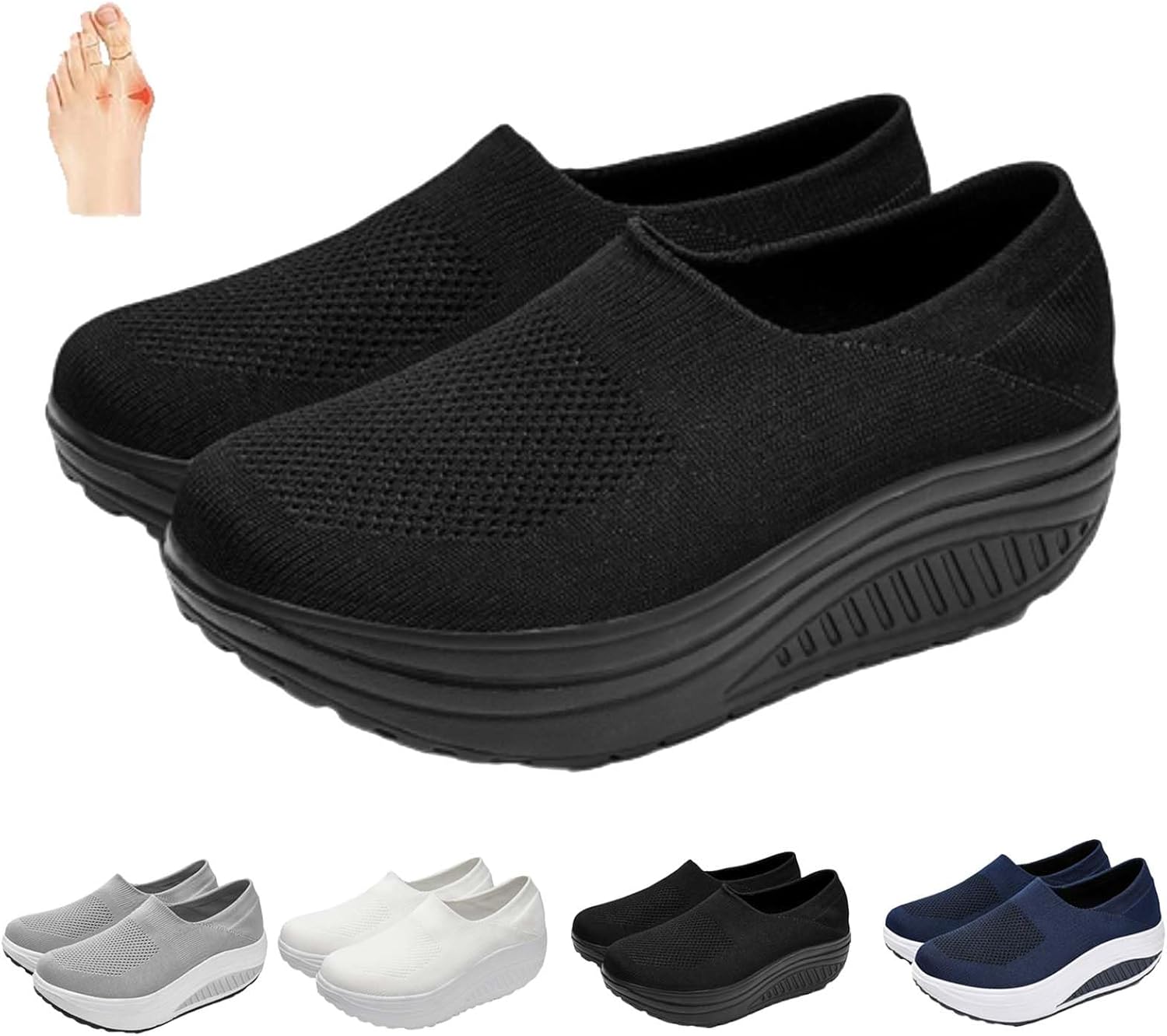 Orthopedic Shoes for Women Wide Fit, Wedge Trainers for Women Slip on Wedge Platform Loafers Comfortable Walking Shoes