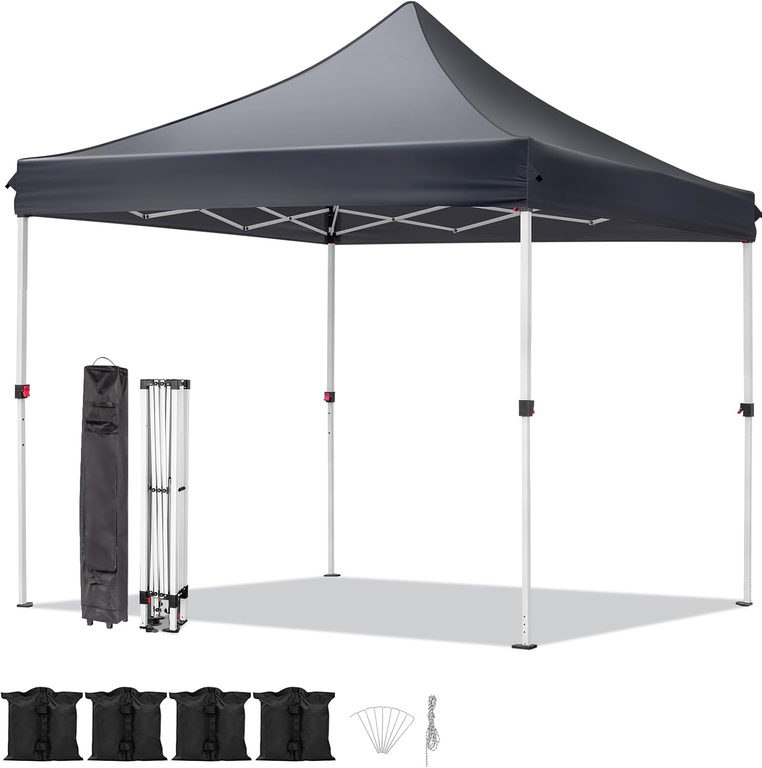 Bonnlo Pop Up Gazebo 3 x 3m with Wheeled Bag & Sandbags, Portable Commercial Outdoor Canopy Tent, Wedding Party Event Shelter