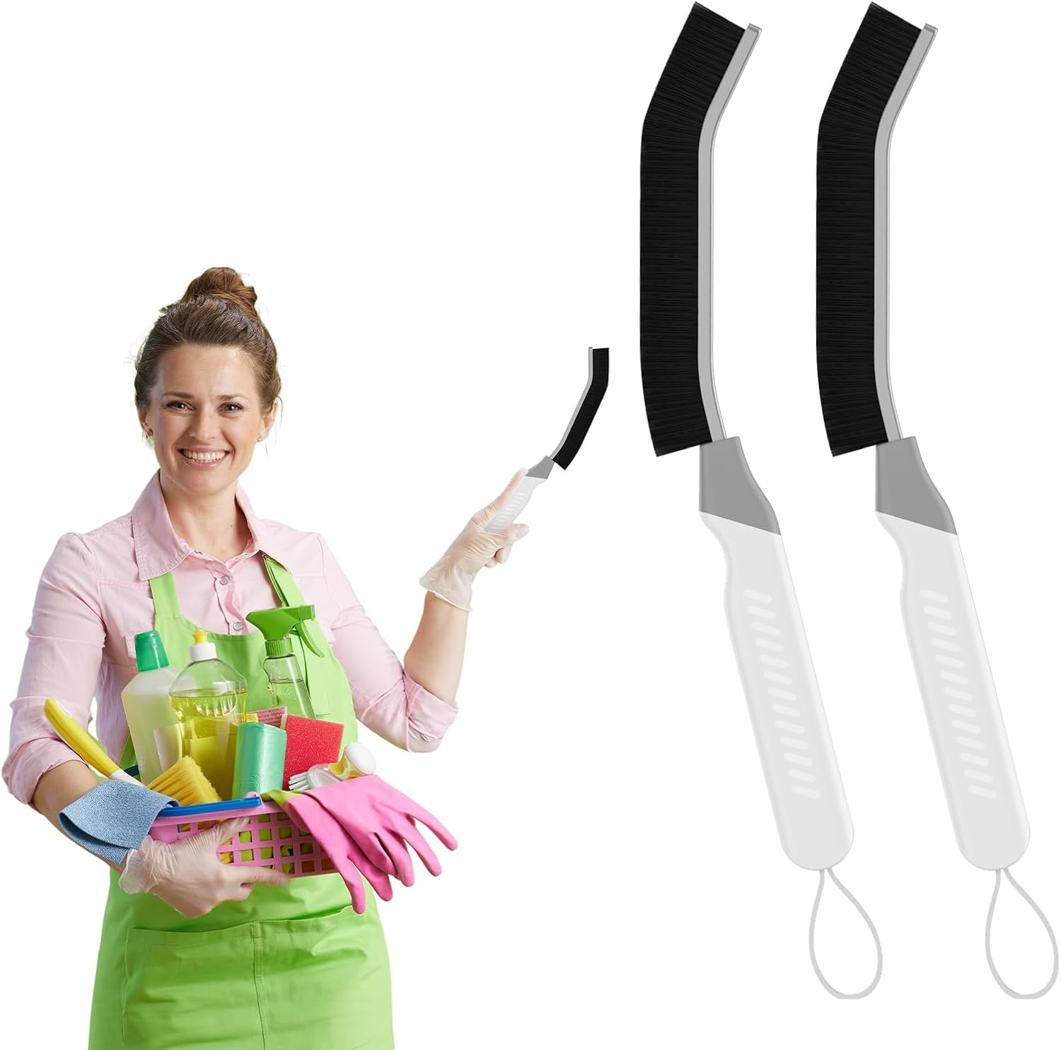 Cleangor Crevice Cleaning Brushes, Scrub Brush Tool for Hard to Reach Tight Spaces, Home Essentials Cleaning Supplies for Shower, Bathroom, Kitchen, Toilet，Window