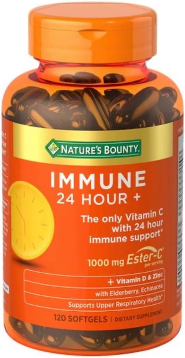Nature S Bounty 24 Hour Daily Immune Support Vitamin C with Zinc and Vitamin D, 120 Softgels