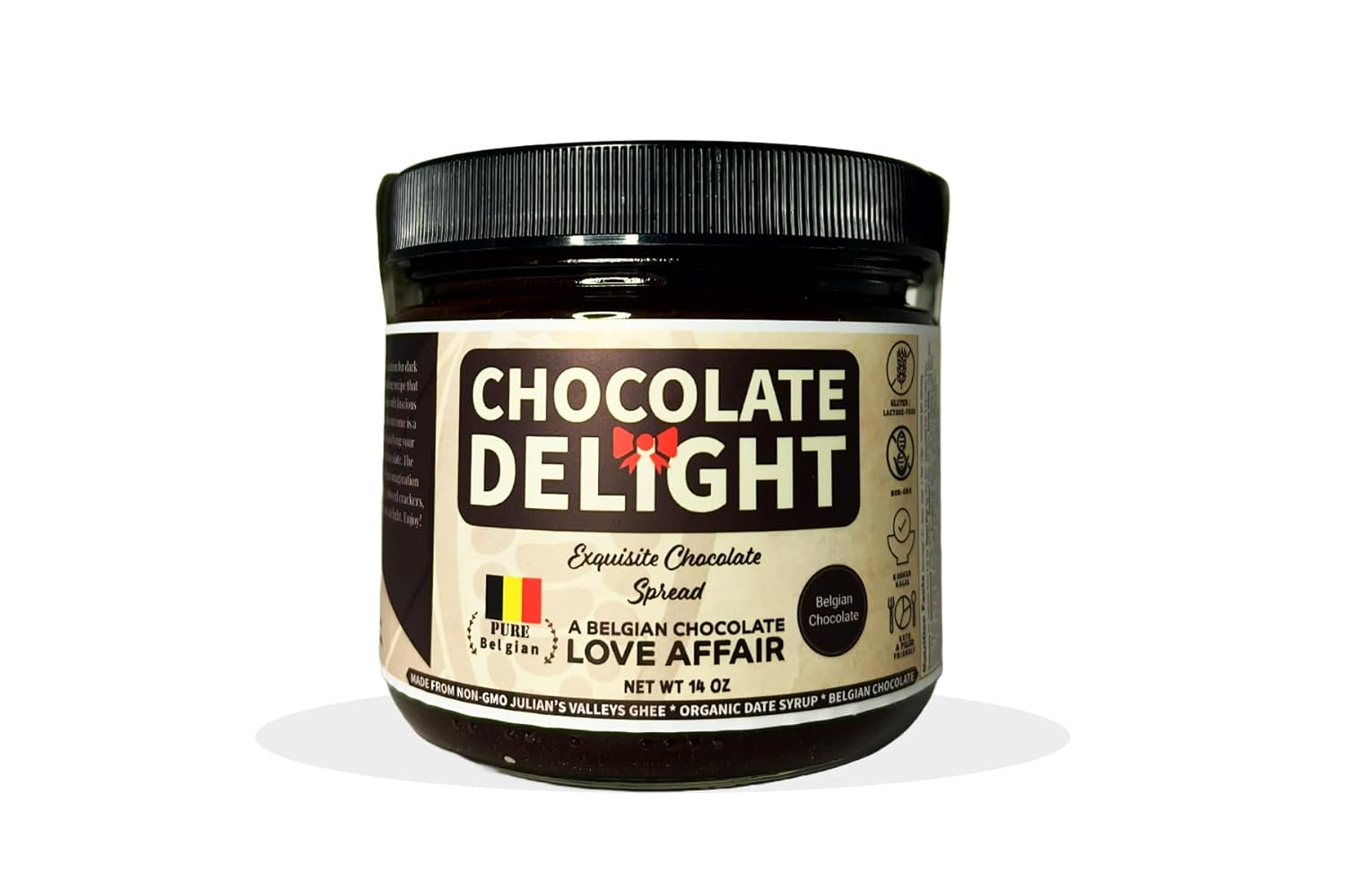 Chocolate Delight Spread Made with Julian’s Valleys Ghee Butter/Dates Syrup/Belgium Chocolate - 14OZ Non-GMO, Lactose Free, Gluten Free, Paleo & Keto Friendly