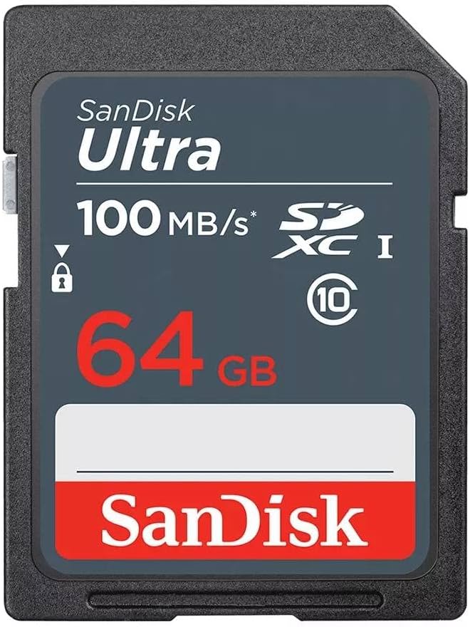 SanDisk Ultra 64GB SDXC Memory Card, up to 100MB/s, Class 10, Black/Grey