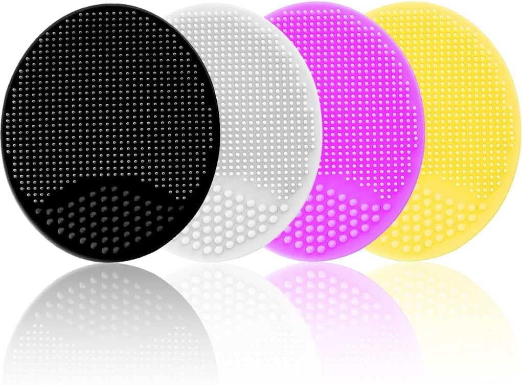 Silicone Facial Cleansing Brush, Soft Face Brush, Blackhead Acne Pore Pad - Face Exfoliator & Deep Cleaning 4 Pack