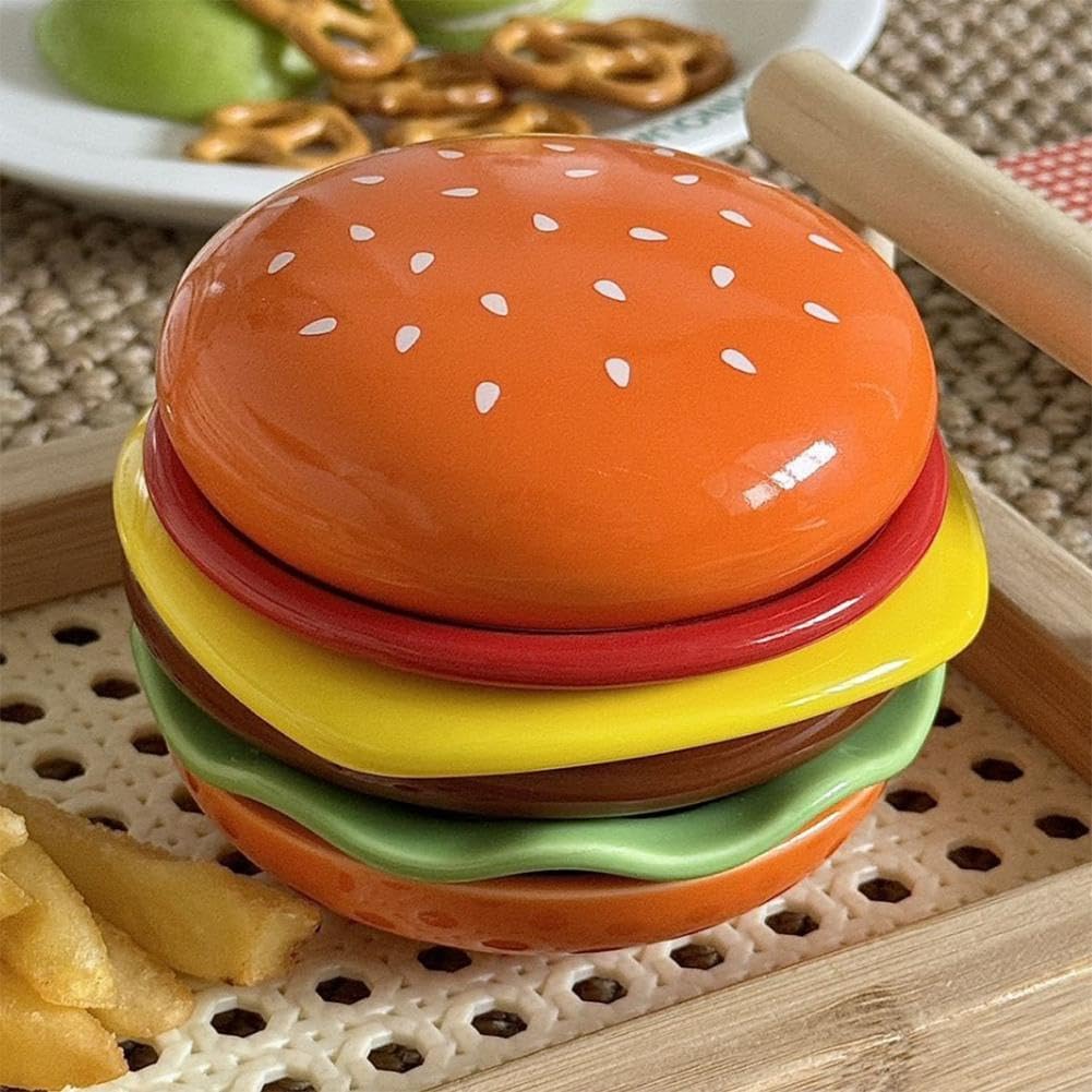 Stackable Burger Plate Set, Burger 6-Layer Mini Dinner Plate, Ceramic Sauce Containers, Cute Dessert Plates Set, Hamburger Ceramics Dipping Sauce Cups Small Bowl Serving Dishes