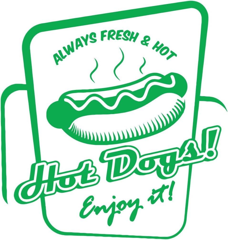 Vinyl Wall Stickers Hot Dog Fast Food Cooking Cafe Truck Kitchen 54x56.7cm Self Adhesive Green