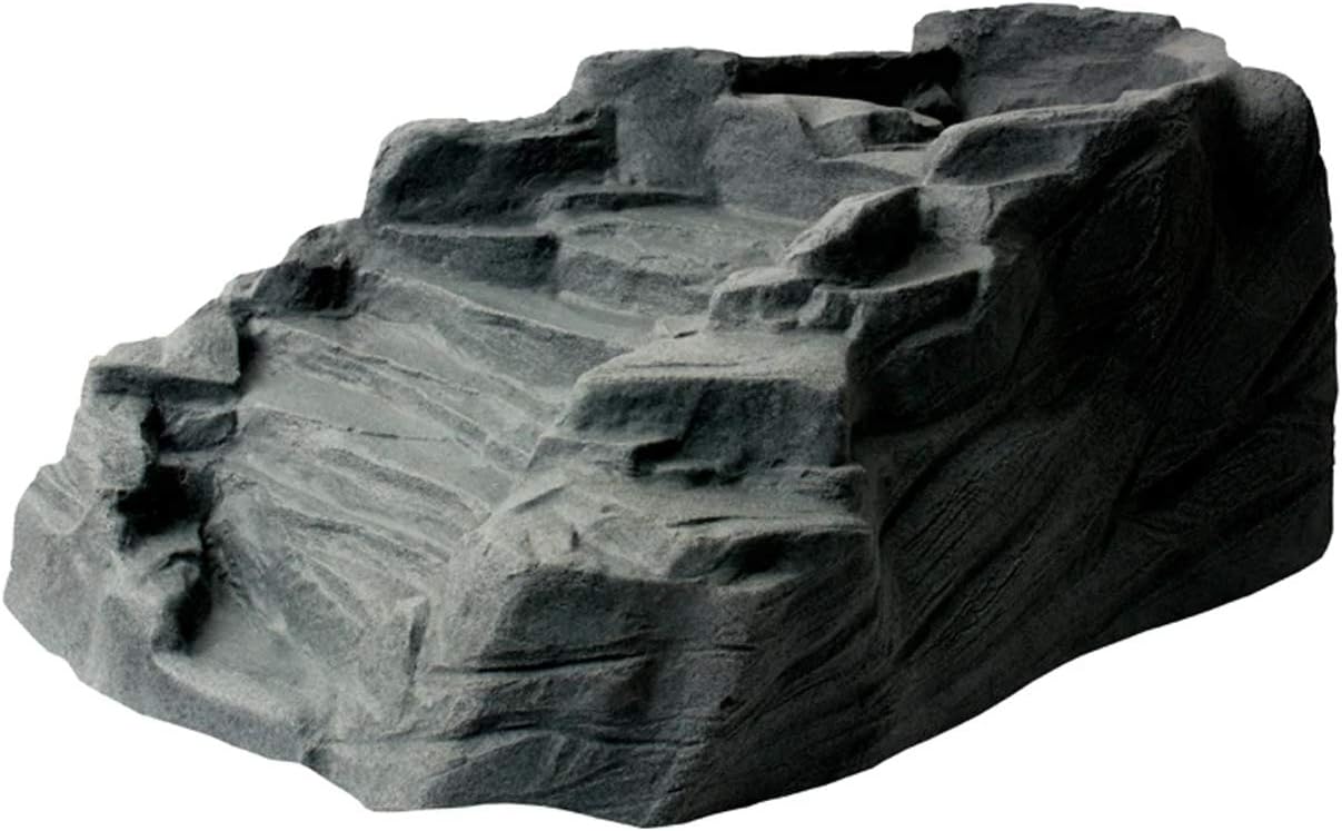 Algreen Products Tranquility Lightweight Polyethylene Outdoor Water Fountain Rock Waterfall for Garden, Pond, and Backyard, Gray