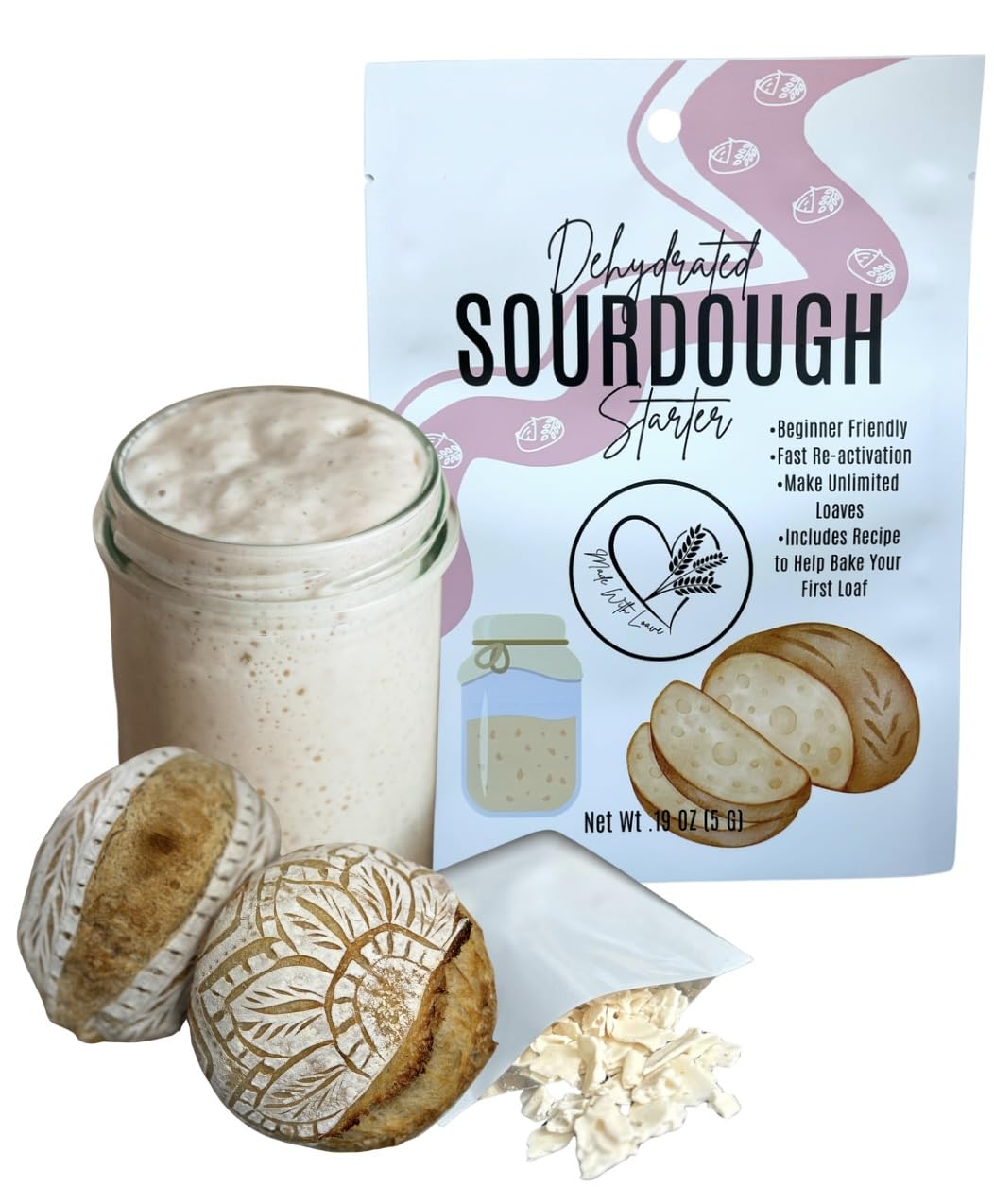Dehydrated Sourdough Starter by Made With Loave | INCLUDES Recipe | Beginner Friendly | As Seen On TikTok | 5g