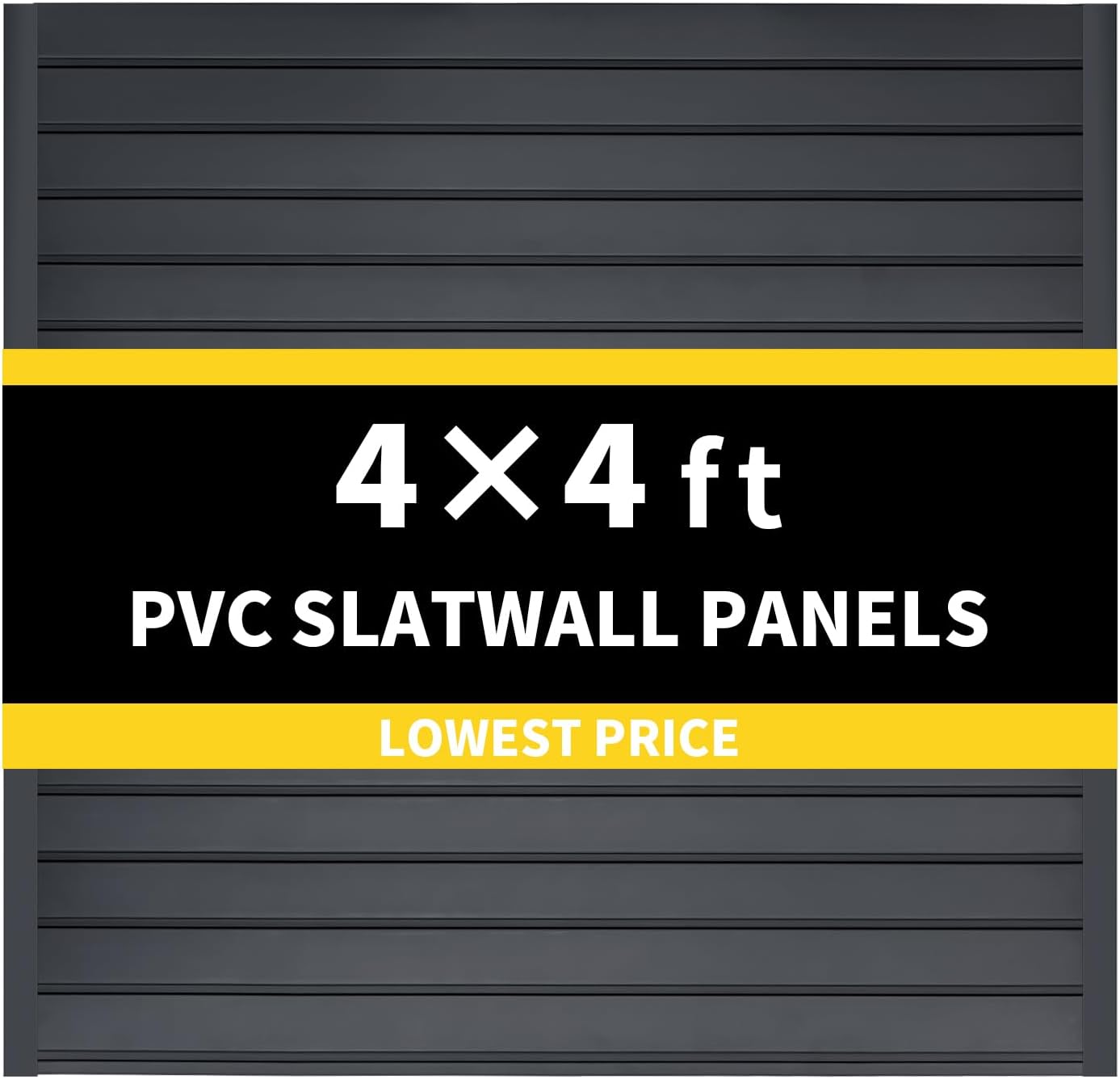 4'H x 4'W PVC Slatwall Panels Garage Wall Storage System, GraphiteSlat Wall Paneling Garage Organizers