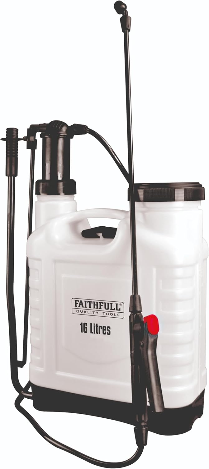 Faithfull Pressure Sprayer Knapsack - 16 Litre Capacity Garden Spray Pump with 3 Adjustable Nozzles & Service kit