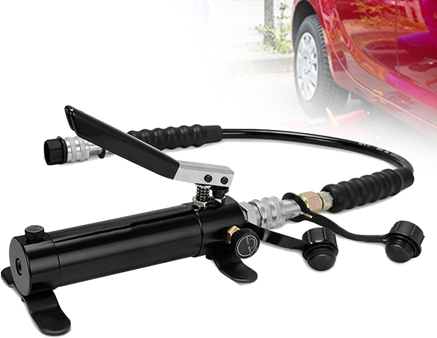 Manual Hydraulic Pump,Aluminum Body Hydraulic Pump,Hydraulic Tools-10000psi Hand Lifting Pump With 70cm Hose & Zg3/8 Thread,175cc Oil Content,Adjustable Oil Return Valve,standard