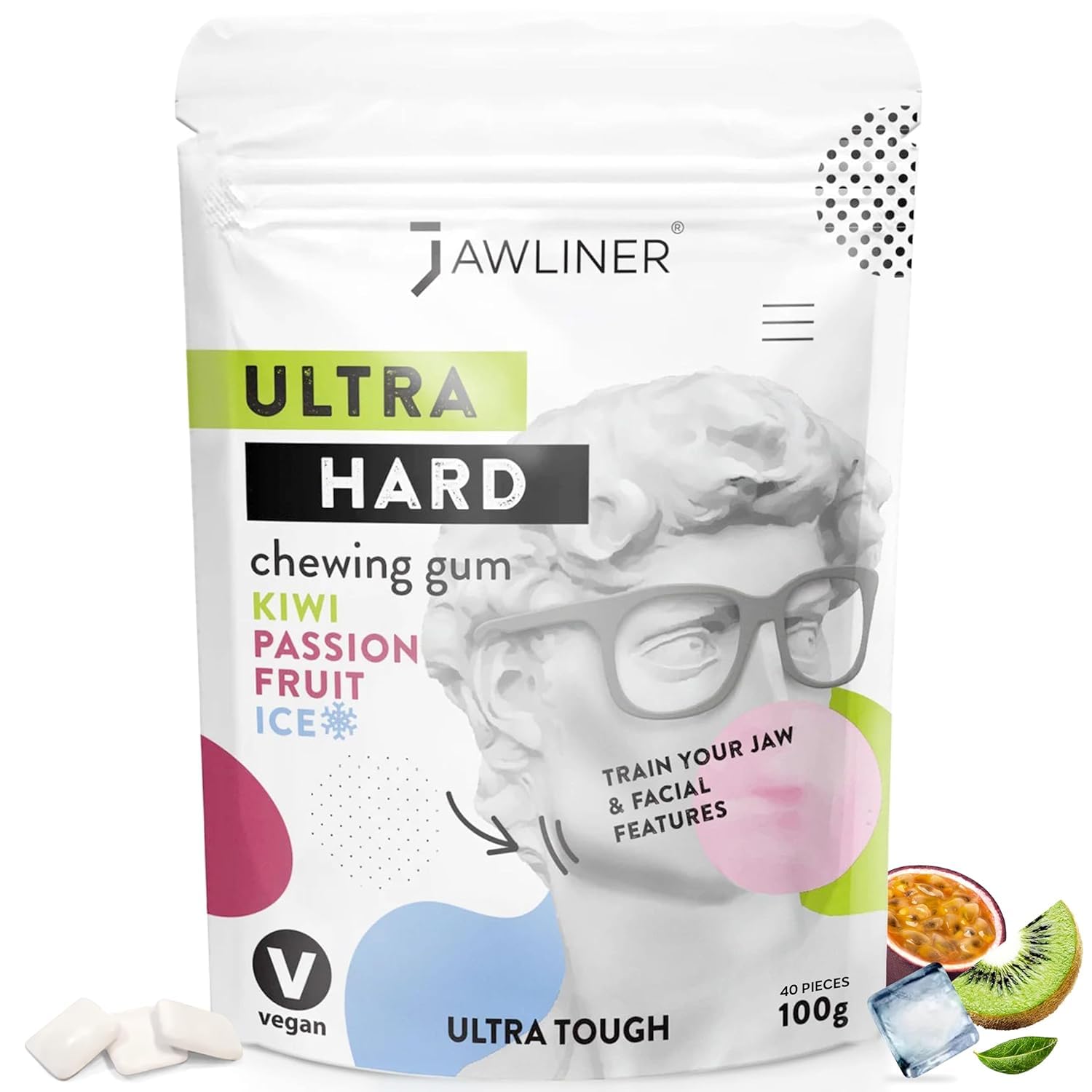 Jawliner® Extreme Ultra15x Harder Jaw Exerciser Jawline Gum with 12 Weeks Coaching - Sugar-Free Mastic Gum No Artificial Flavors - Hard Chewing Jaw Trainer gum for Jaw Shaping & Mewing (2 Months Pack)