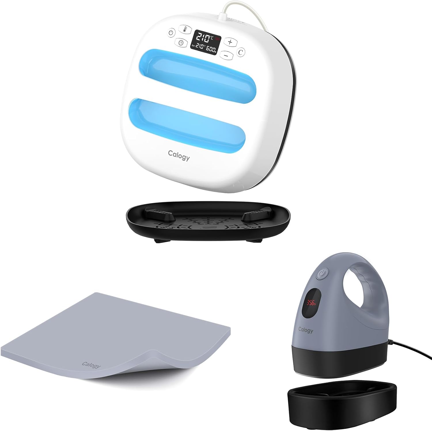 Calogy 10 * 10 inches Heat Press Machine, Mini Heat Press, and 15 * 15 inches Heat Press Mat Kit