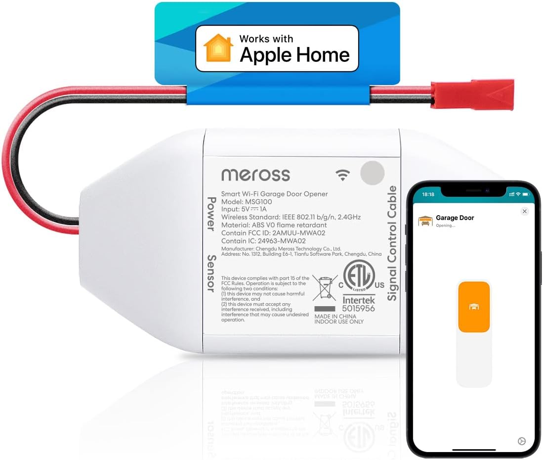 meross Smart Garage Door Opener Remote, Compatible with Apple HomeKit, Amazon Alexa, Google Assistant, CarPlay and SmartThings, No Hub Needed