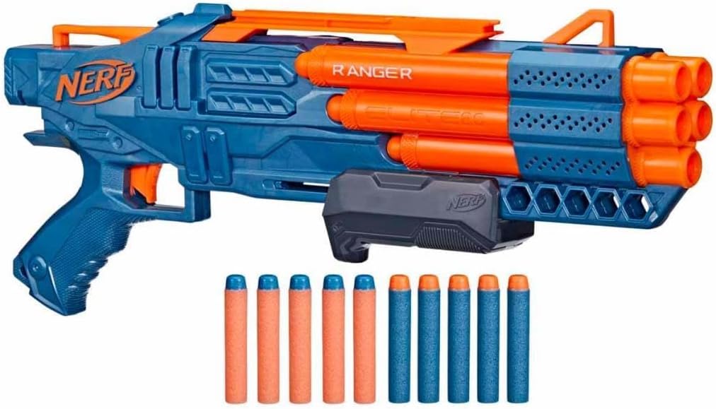 Nerf Elite 2.0 Ranger PD-5 Blaster, 5-Barrel Blasting, 10 Nerf Elite Darts, Easy To Use, Dart Storage, Pump Action