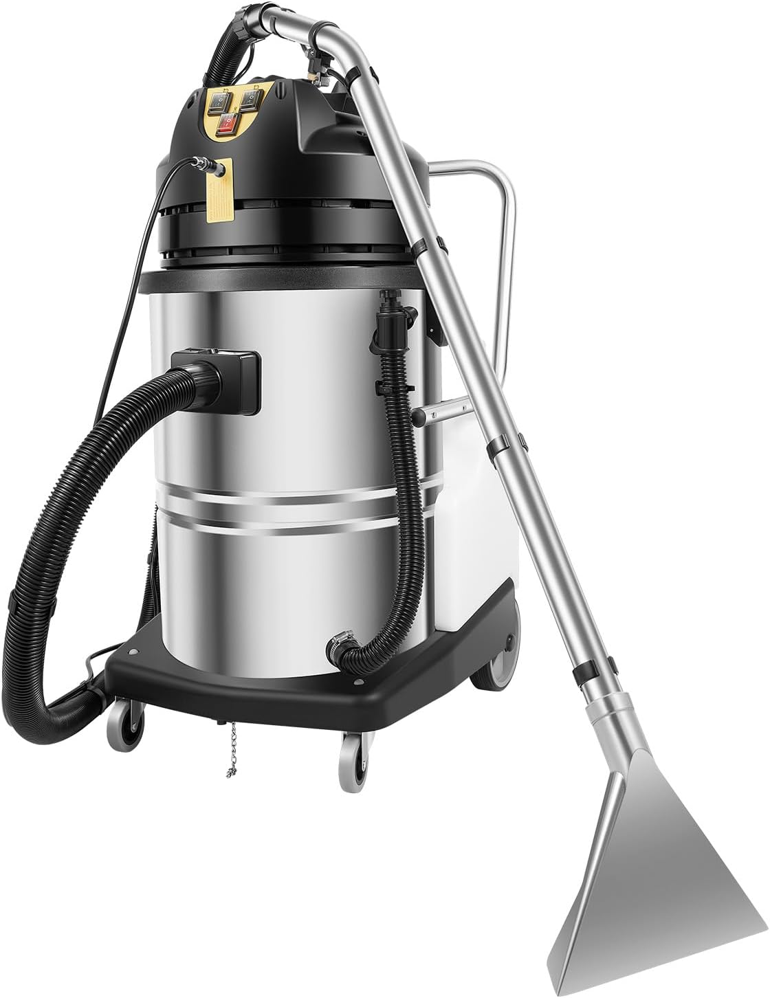 Carpet Cleaner Machine, 60L Heavy Duty Deep Cleaner Machine, 3in1 Carpet Spraying Floor Brush Cleaner with Long Flat/Dry/Water Vacuum Head and Round Brush 110V(Sent in 2 packages)