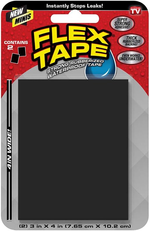 Flex Tape, Mini, Black, Original Thick Flexible Rubberized Waterproof Tape - Seal and Patch Leaks, Works Underwater, Indoor Outdoor Projects - Home RV Roof Plumbing and Pool Repairs