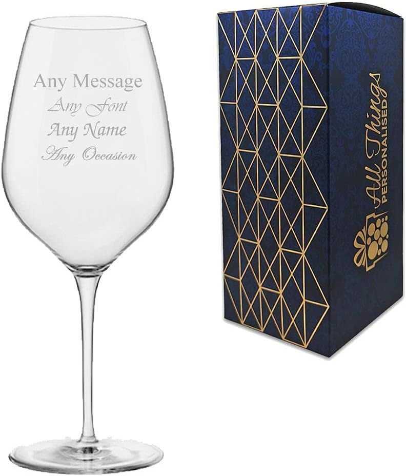 Personalised Engraved 550ml Inalto TRE Sensi Large Wine Glass, Gift Boxed, Perfect for Any Wine Lover