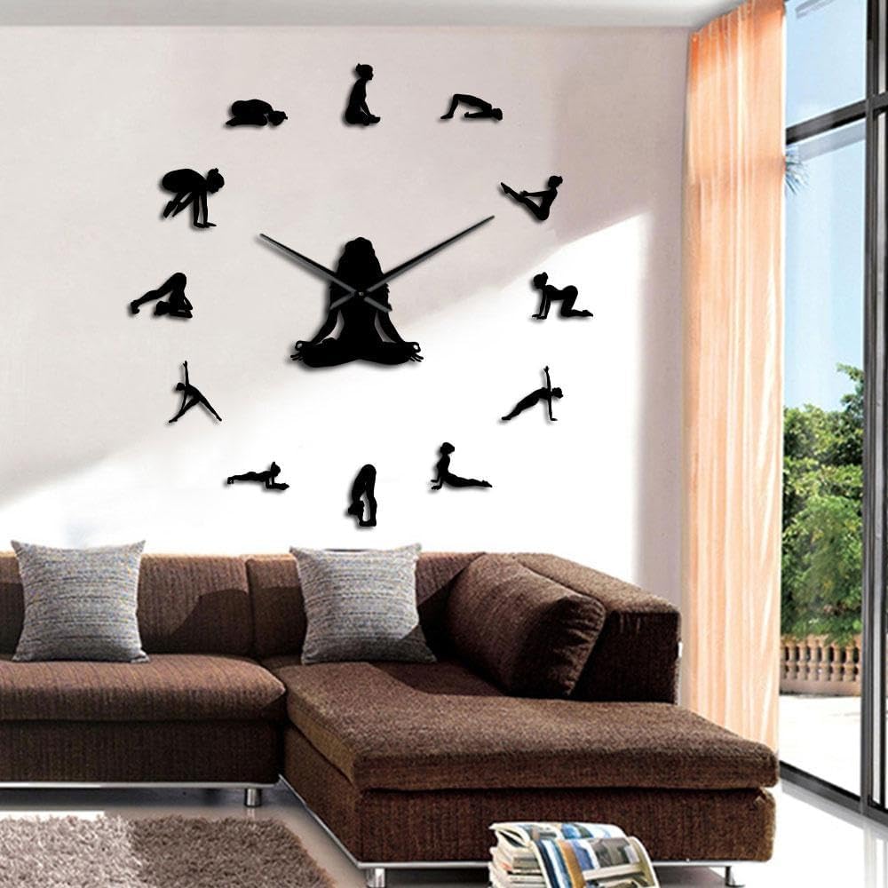 Yoga Poses DIY Giant Wall Clocks Find Your Balance Meditation Wall Art Home Dcor Modern Large Wall Clock Watch Mindfulness Gift