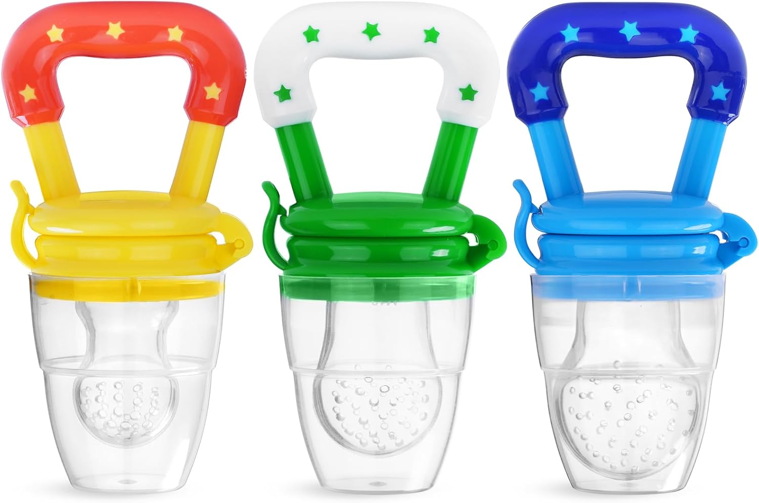 Vicloon Silicone Baby Fruit Feeder Pacifier, 3Pcs Baby Food Feeder Set, Fruit Feeder Pacifier, Small, Medium and Large Baby Pacifier Feeder, Teething Pacifiers Fresh Fruit Feeder for Infant Toddlers