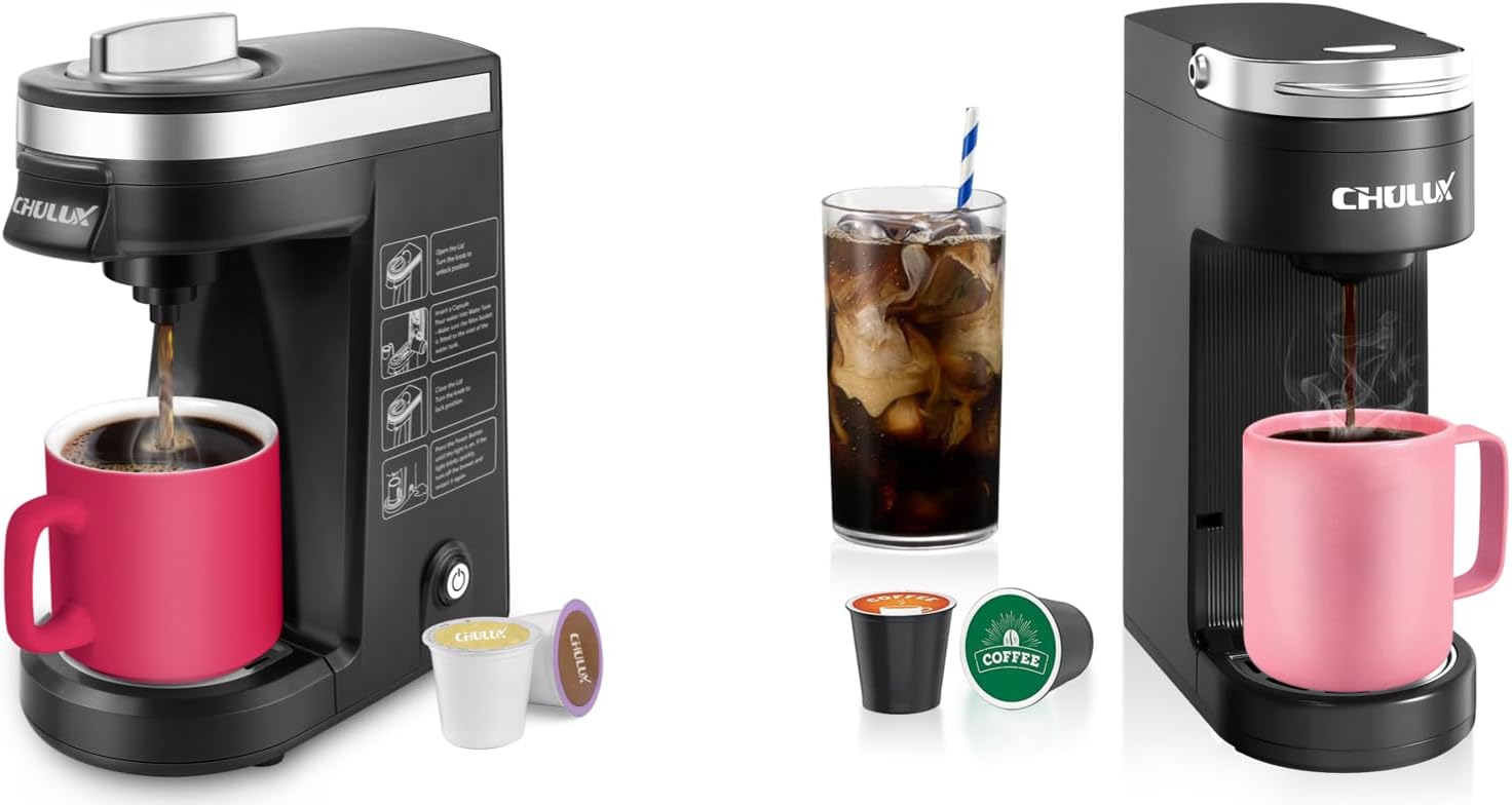CHULUX 2 Pcs Single Serve Coffee Maker for K Capsule, Classic & Slim