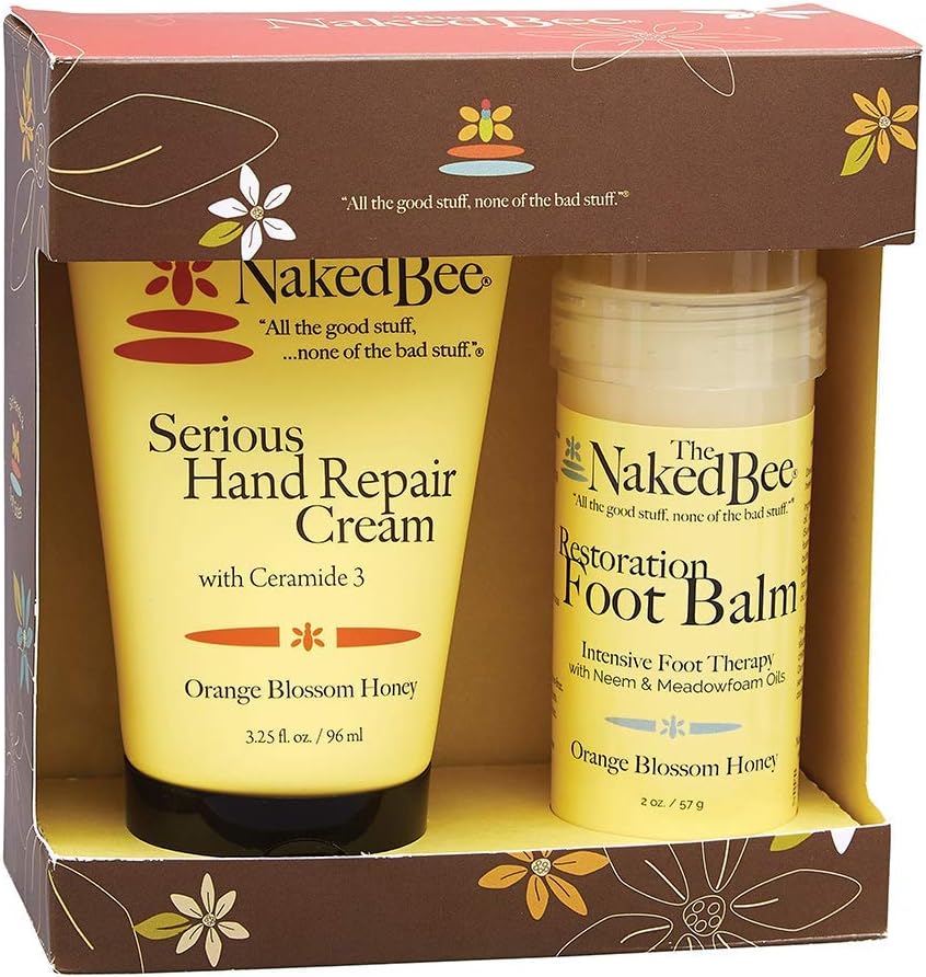 The Naked Bee Orange Blossom Hand & Feet Gift Set. Serious Repair Hand Cream & Restoration Foot Balm. Pamper Gifts for Women. Moisturising Hand & Foot Skin Care Set. Feet Balm & Hand Cream Gift Set.