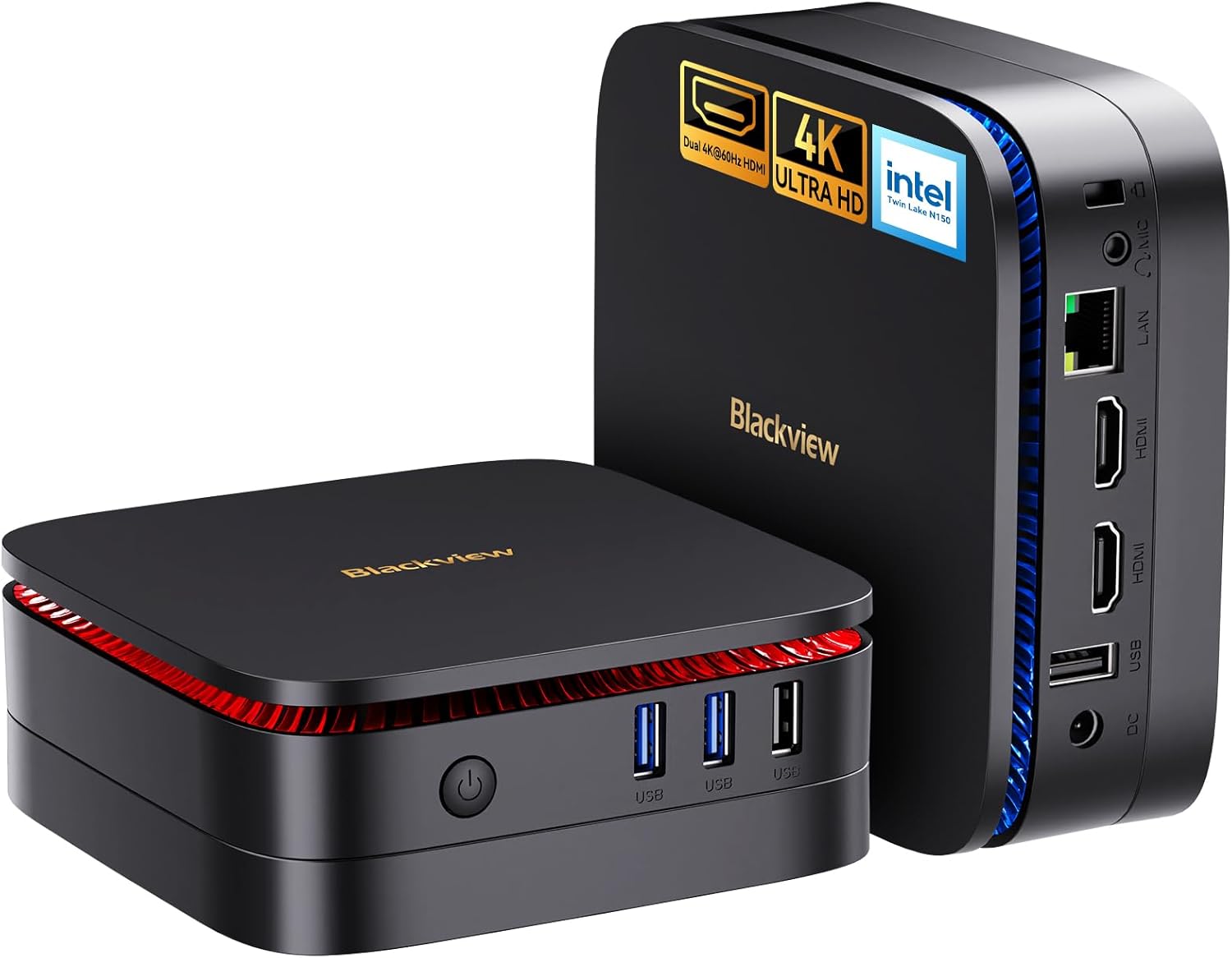 Blackview 【with 3-Year Warranty】 MP60 Mini PC, Intel N150, 16GB DDR4 512GB SSD, Win 11 Pro Ultra Compact Tiny Desktop Computer for Home Office Business, Dual HDMI 4K, Wi-Fi 5, Big Fan, VESA Mount