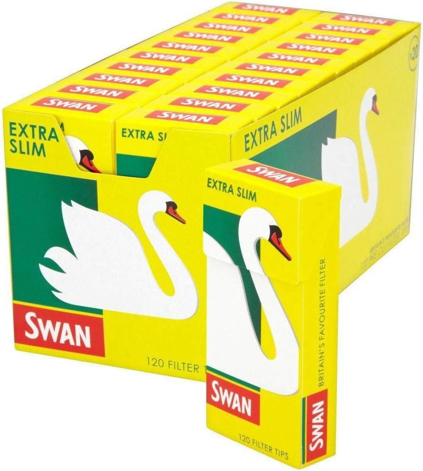 10 PACK OF SWAN EXTRA SLIM CIGARETTE FILTER TIPS(HALF BOX) = 1200 TIPS