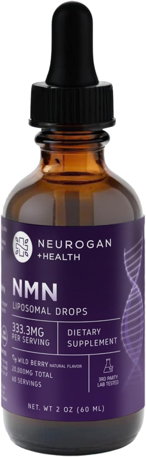 Neurogan Liposomal NMN Liquid Drops Supplement – NAD Precursor for Cellular Energy & Focus Support – 333.3 mg Nicotinamide Mononucleotide per Serving, Wild Berry Flavor, 60 Servings