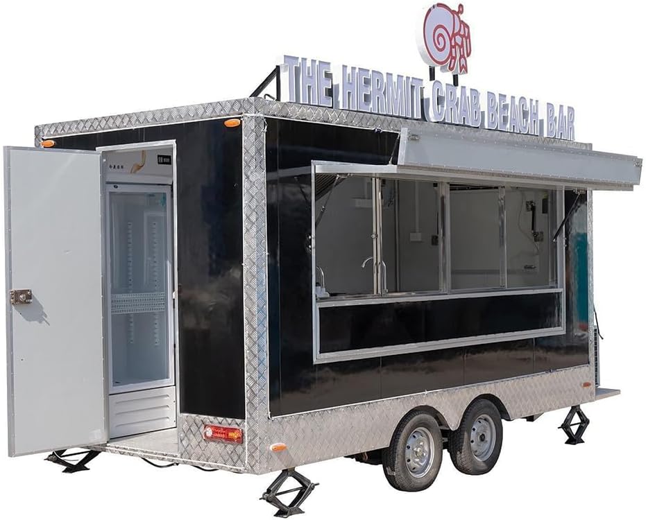 Customized Food Truck Trailer, Mobile Food Trailer Trucks Full Kitchen Concession Food Trailer for Sale, Ice Cream Cart for Business Hot Dog Carts for Commercial Use (3.2 * 2.1 * 2.35m)