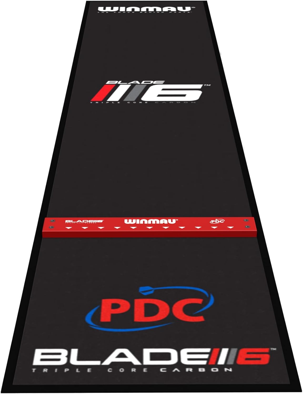 WINMAU Darts Mat - Pro Zone Precision Blade 6 Soft Feel Dart Mat with Raised Integrated Oche Line for Steel Tip - Floor Protection for Dart Board