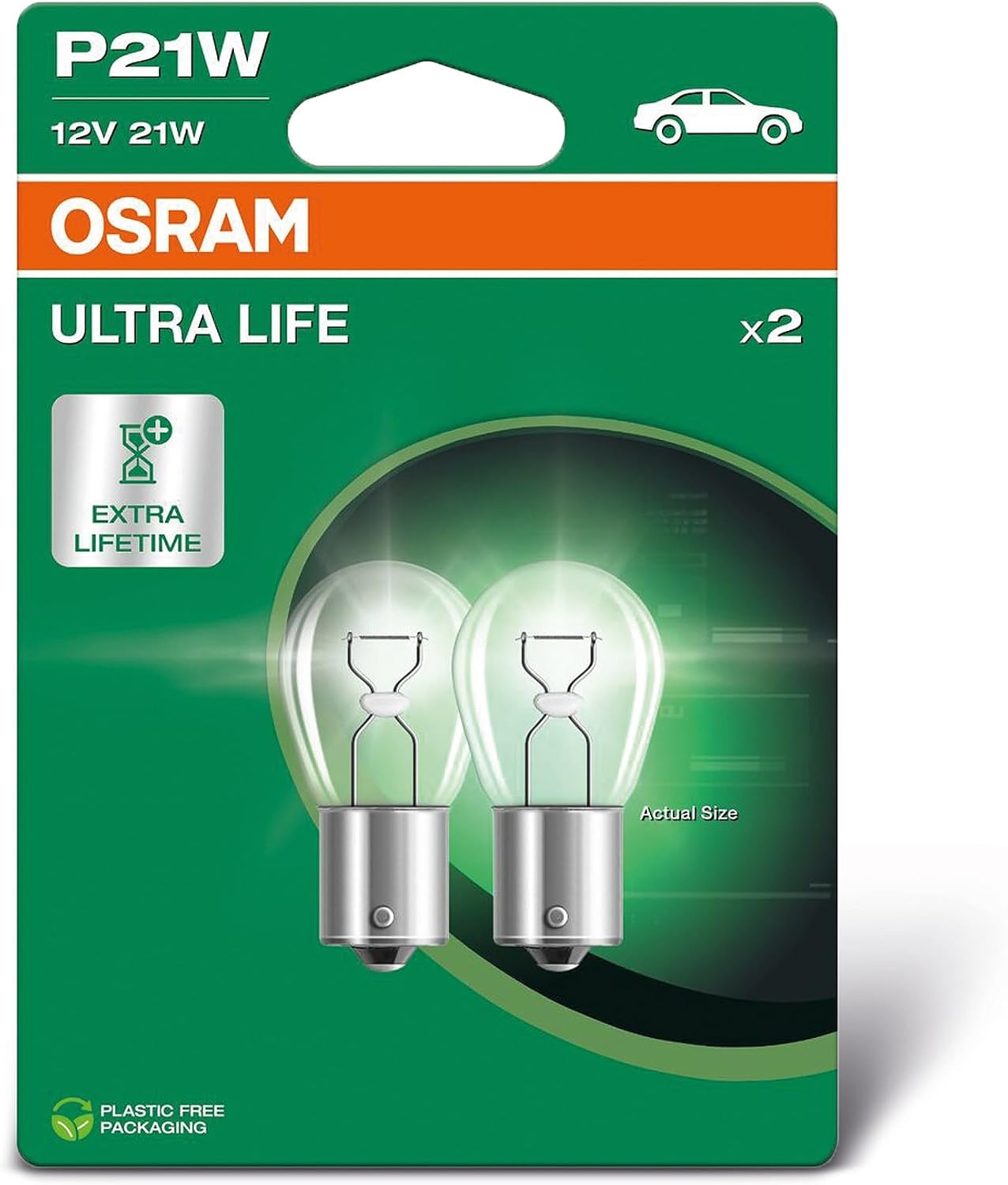 OSRAM ULTRA LIFE, P21W, Double Blister, (2 lamps)