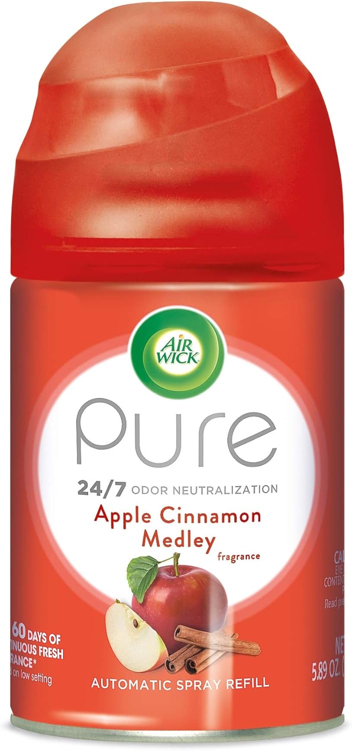 Air Wick Pure Freshmatic Refill Automatic Spray, Apple Cinnamon Medley, 1ct, Air Freshener, Essential Oil, Odor Neutralization, Packaging May Vary