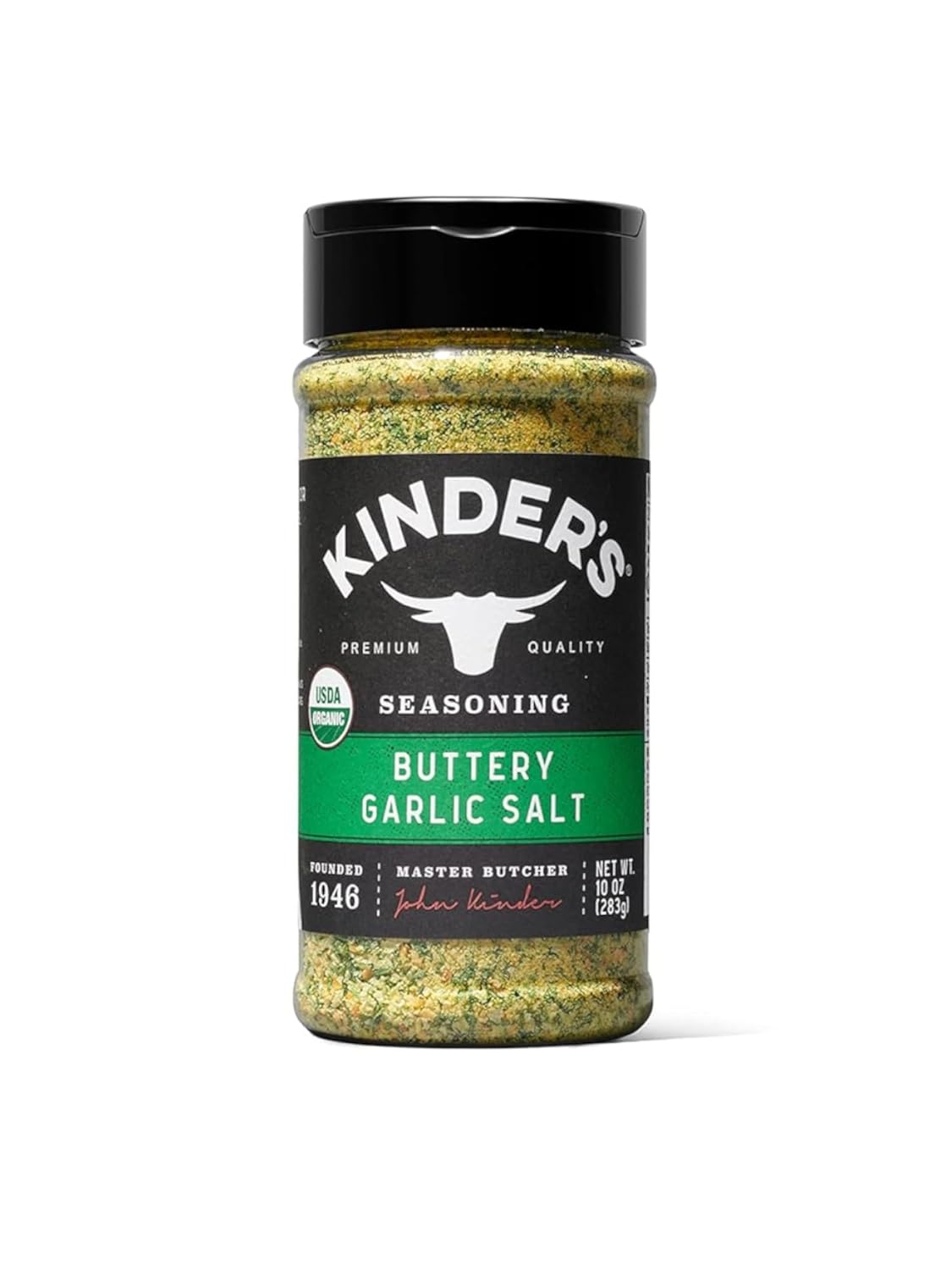 Kinder's Organic Buttery Garlic Master Salt, Premium Quality Seasoning, MSG Free and USDA Certified Organic, 2.75 oz
