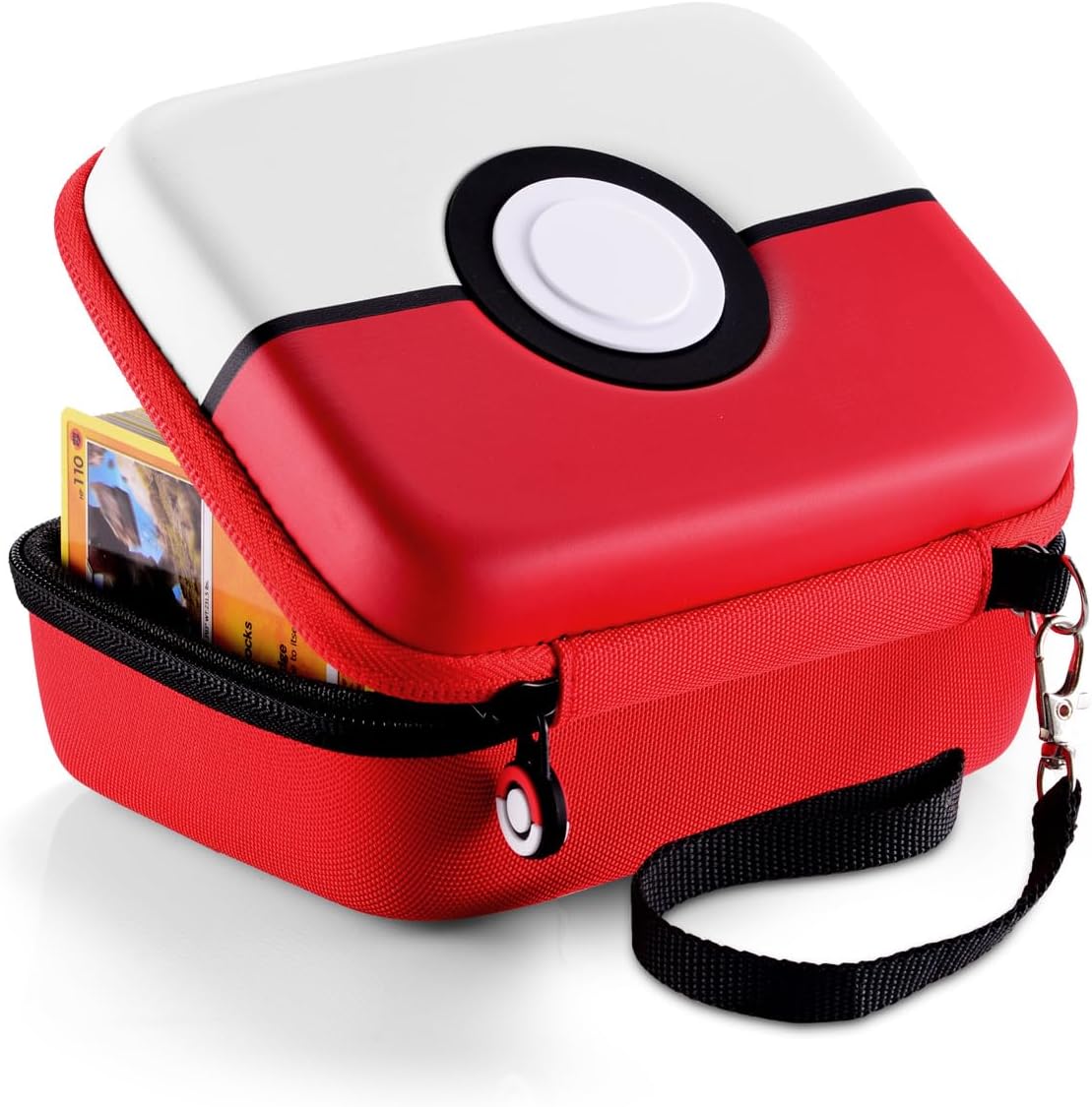 JoyHood Trading Card Storage Box for PTCG Cards, Hard Shell Game Cards Carry Case Holder Bag, Holds up to 400+ Cards (Red & White)