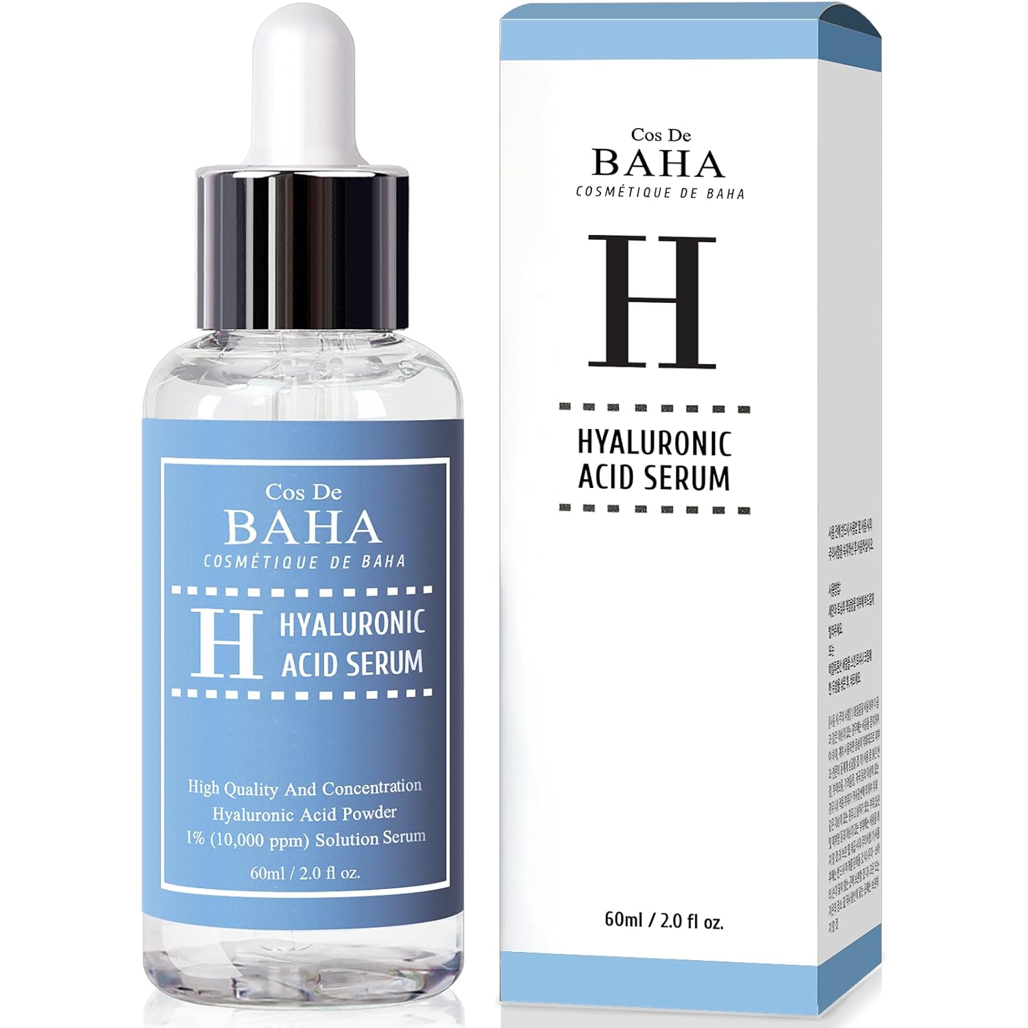 Pure Hyaluronic Acid 1% Serum 10,000ppm - Hydrating Face Serum for Fine Lines - Intense Moisture Facial Serum for Visibly Plumped Skin, 2 Fl Oz (60ml)