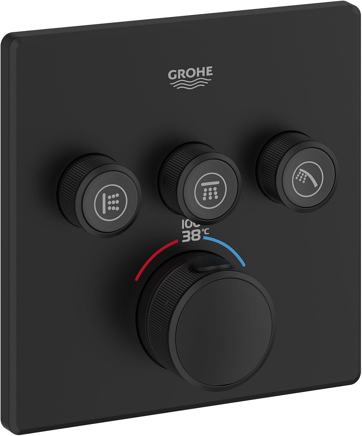 GROHE 291422430 Grohtherm Thermostatic Valve Trim, Triple Function, Matte Black