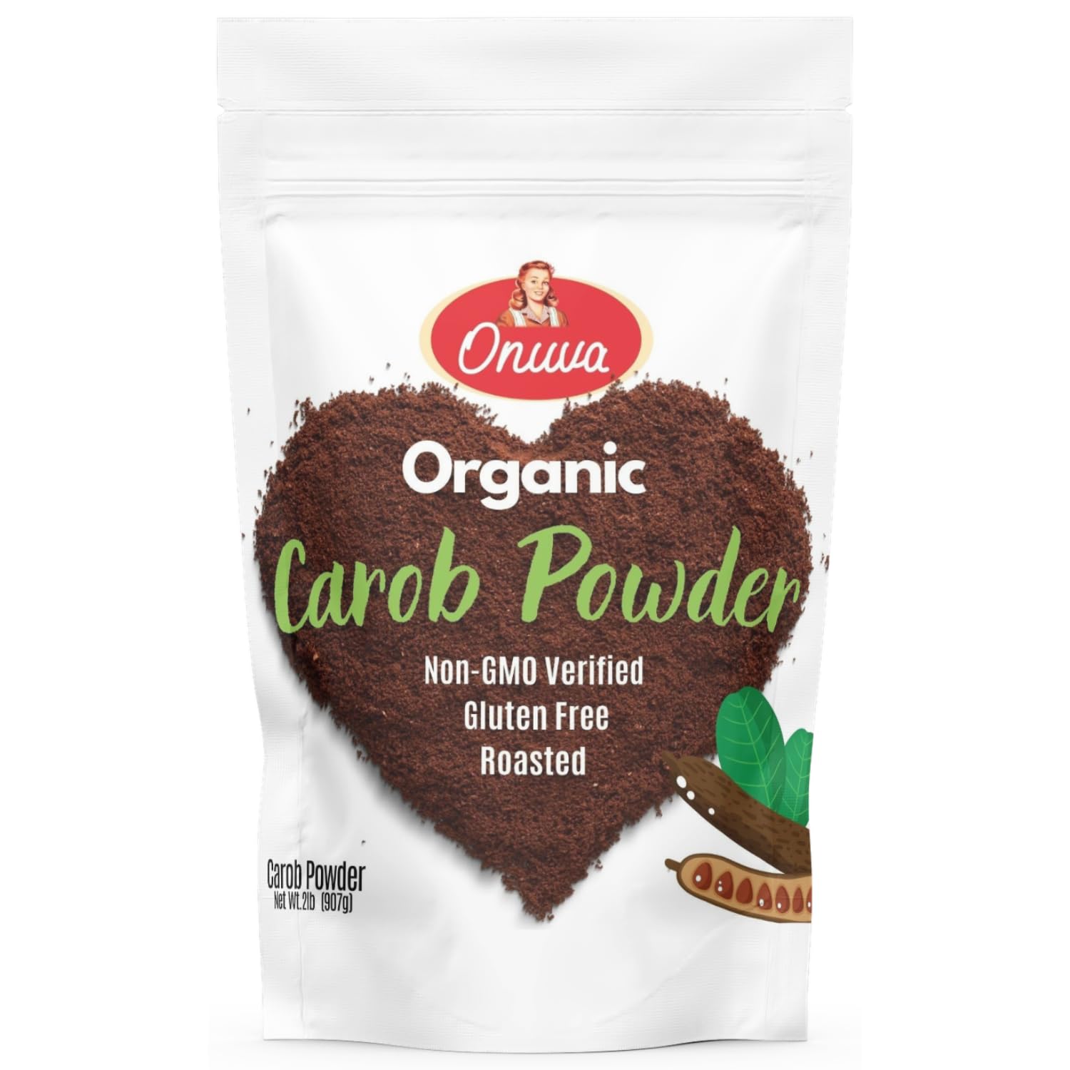 Organic Carob Powder, Gluten Free, Non GMO, Cocoa Powder Alternative, Unsweetened by Onuva (2 lb (907 g) - Pack of 1)