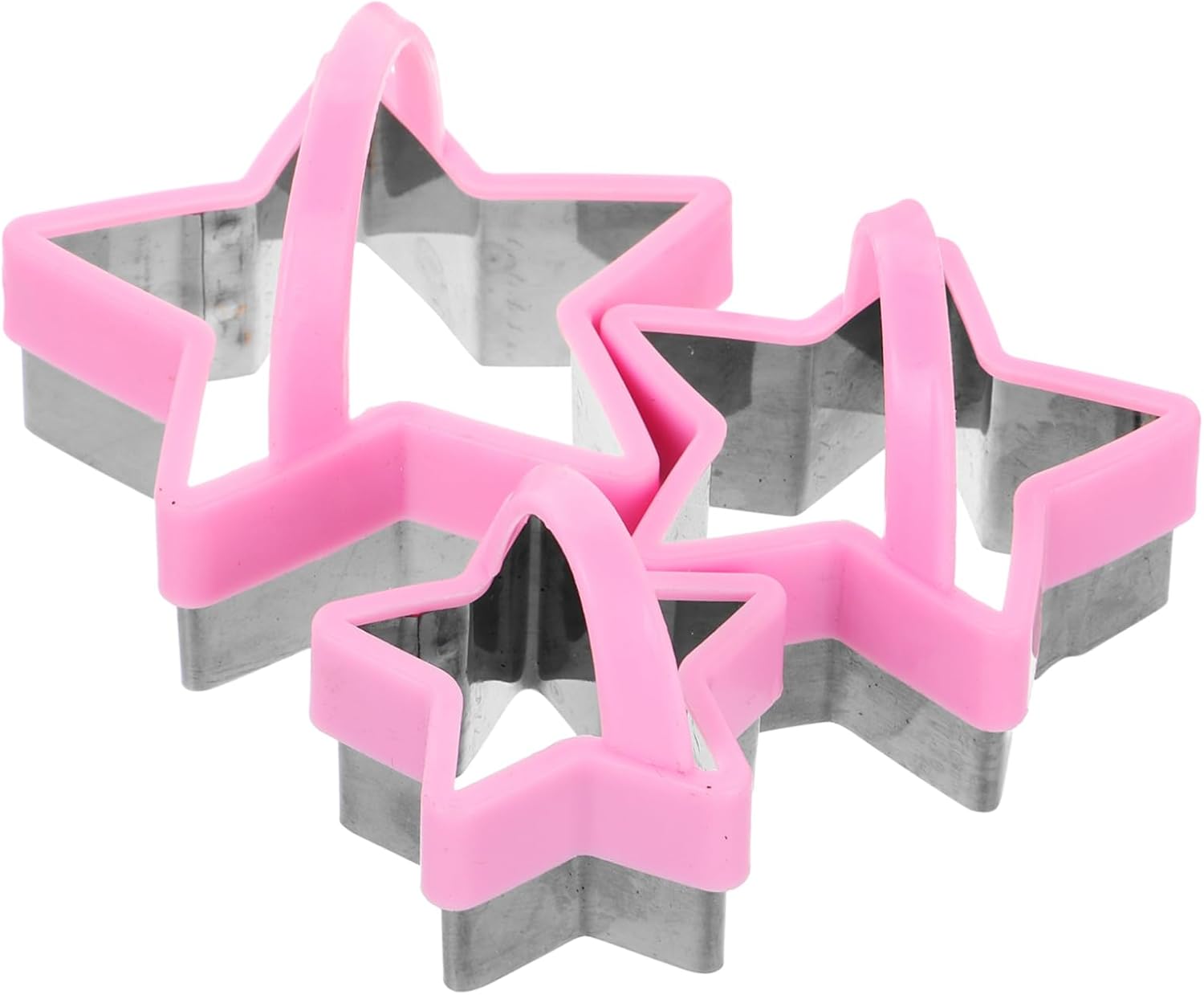 LABRIMP 3 Pcs Star Shaped Cookie Cutters Stainless Steel DIY Cookie Molds for Baking Fun and Versatile Kitchen Tool Pancakes and Crafts Rosy