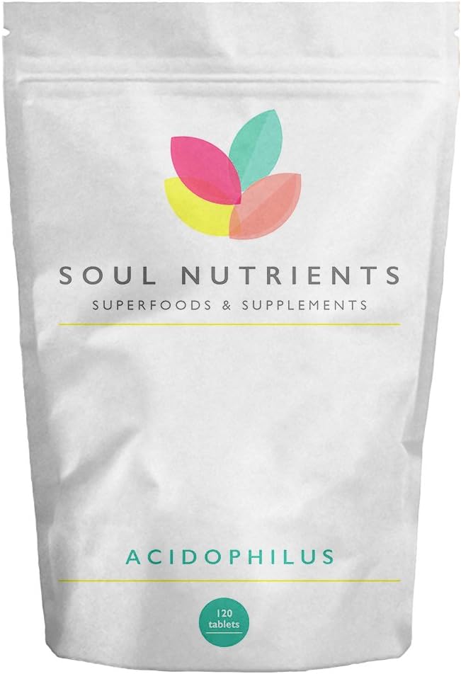 Soul Nutrients | Lactobacillus Acidophilus Probiotic Tablets(120) | High Strength 550m CFU | Live Probiotic for Healthy Digestion Gut & Bowel | Vegan Probiotic