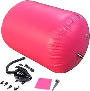 DOBESTS Inflatable Gymnastic Mat Air Track Tumbling Mat 6.6ft 10ft 13ft 16ft 20ft 4/8 Inch Thick Air Mat Tumble Track Air Barrel Gymnastics Roller with Electric Air Pump