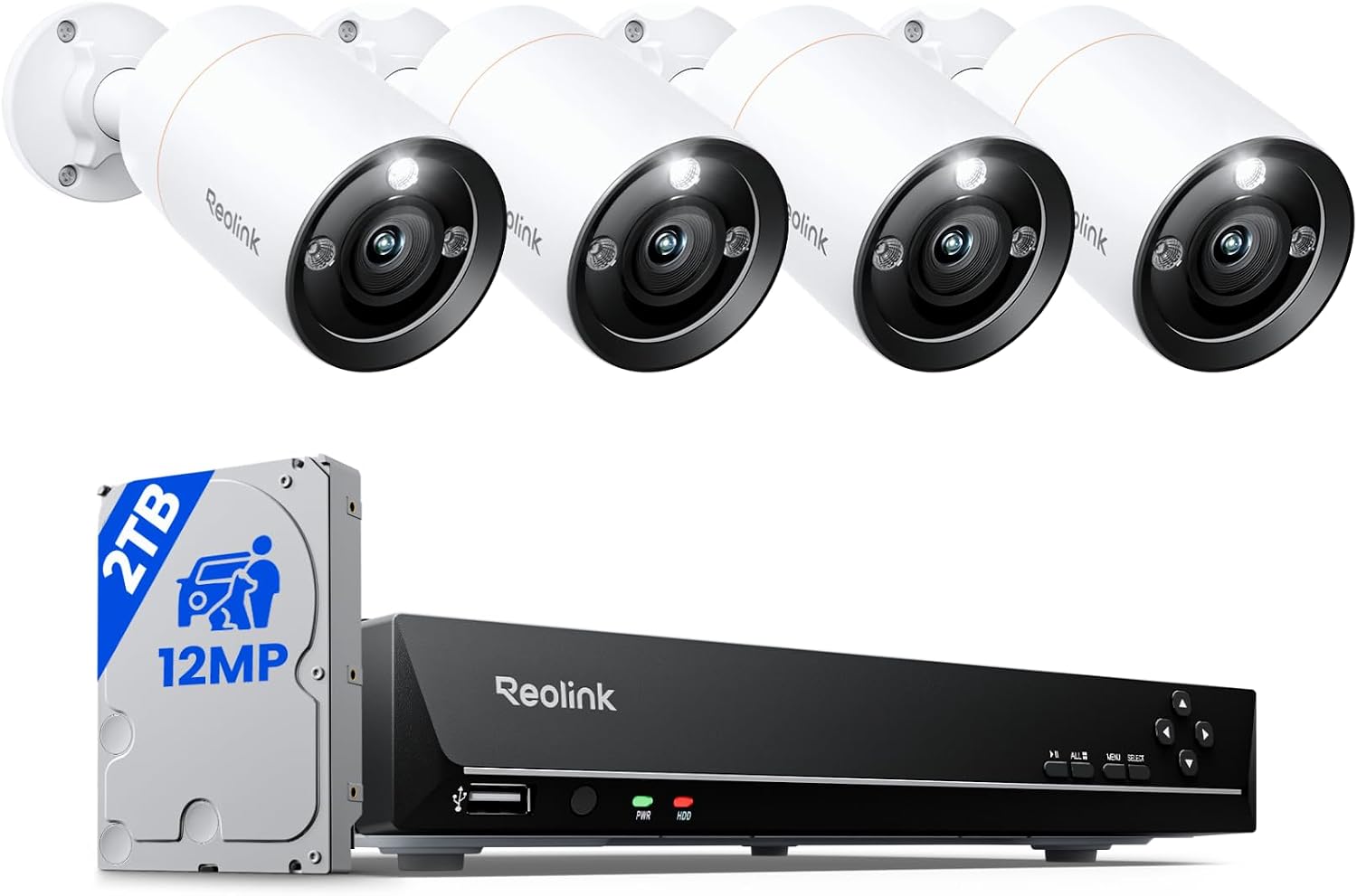 REOLINK 8CH 12MP Wired Security Camera System with 2TB HDD RLK8-1200B4-A